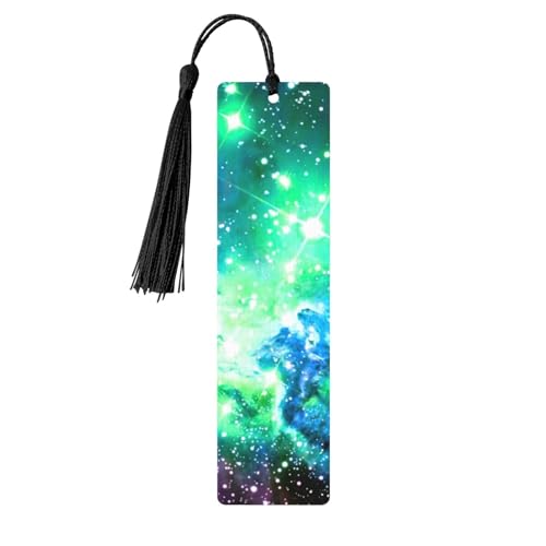 Lesezeichen aus Holz, Motiv Galaxie-Druck, doppelseitig bedruckt, für Herren und Damen, Lesezeichen, Zubehör, Buchliebhaber, Grün / Blau / Violett Lesezeichen aus Holz, Motiv Galaxie-Druck, doppelseitig bedruckt, für Herren und Damen, Lesezeichen, Zubehör, Buchliebhaber, Grün / Blau / Violett von XULLZH
