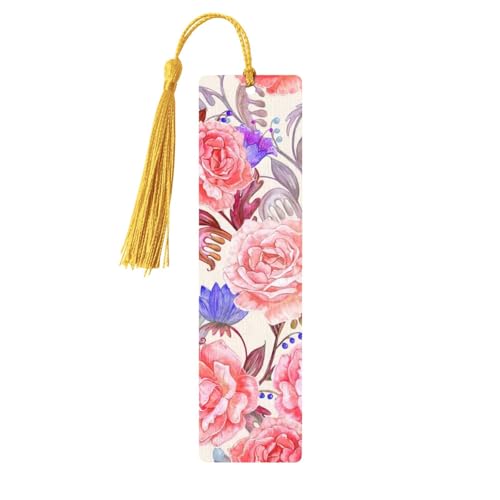 Lesezeichen aus Holz, Motiv: Blume, Rose, Schmetterling, doppelseitig, bedruckt, für Herren und Damen, Lesezeichen, Zubehör, Buchliebhaber Lesezeichen aus Holz, Motiv: Blume, Rose, Schmetterling, doppelseitig, bedruckt, für Herren und Damen, Lesezeichen, Zubehör, Buchliebhaber von XULLZH