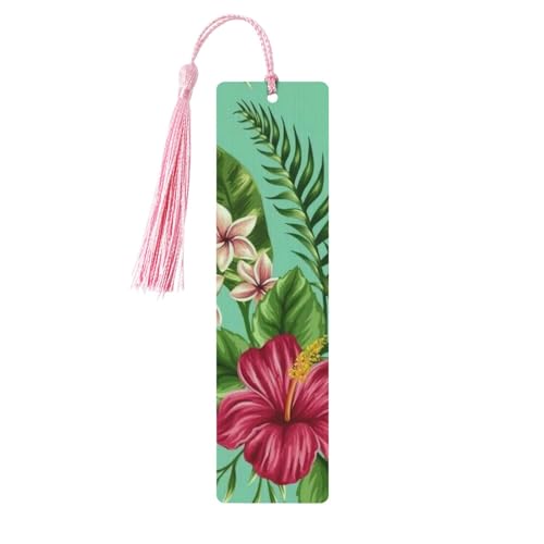 Lesezeichen aus Holz, Motiv: Hawaiianische tropische Blätter, Blumen, doppelseitig, bedruckt, für Herren und Damen, Lesezeichen, Zubehör, Buchliebhaber Lesezeichen aus Holz, Motiv: Hawaiianische tropische Blätter, Blumen, doppelseitig, bedruckt, für Herren und Damen, Lesezeichen, Zubehör, Buchliebhaber von XULLZH