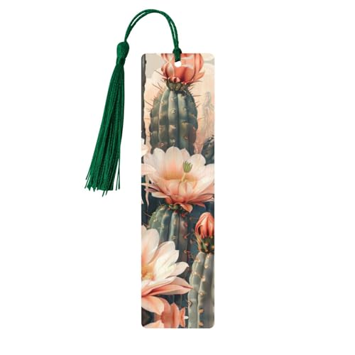 Lesezeichen aus Holz, Motiv: Kaktus, Blumenblüte, doppelseitig, bedruckt, für Herren und Damen, Lesezeichen, Zubehör, Buchliebhaber Lesezeichen aus Holz, Motiv: Kaktus, Blumenblüte, doppelseitig, bedruckt, für Herren und Damen, Lesezeichen, Zubehör, Buchliebhaber von XULLZH