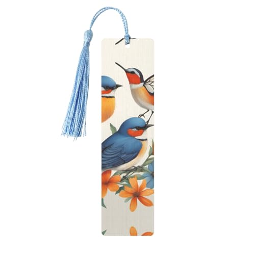 Lesezeichen aus Holz, Motiv: Vögel, Blumen, Schmetterling, doppelseitig, bedruckt, für Herren und Damen, Lesezeichen, Zubehör, Buchliebhaber Lesezeichen aus Holz, Motiv: Vögel, Blumen, Schmetterling, doppelseitig, bedruckt, für Herren und Damen, Lesezeichen, Zubehör, Buchliebhaber von XULLZH
