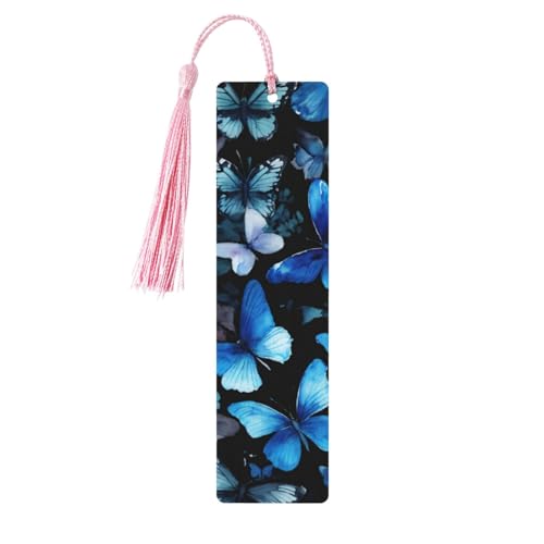 Lesezeichen aus Holz, Motiv: blaue Schmetterlinge, weiße Blumen, doppelseitig, bedruckt, für Herren und Damen, Lesezeichen, Zubehör, Buchliebhaber Lesezeichen aus Holz, Motiv: blaue Schmetterlinge, weiße Blumen, doppelseitig, bedruckt, für Herren und Damen, Lesezeichen, Zubehör, Buchliebhaber von XULLZH