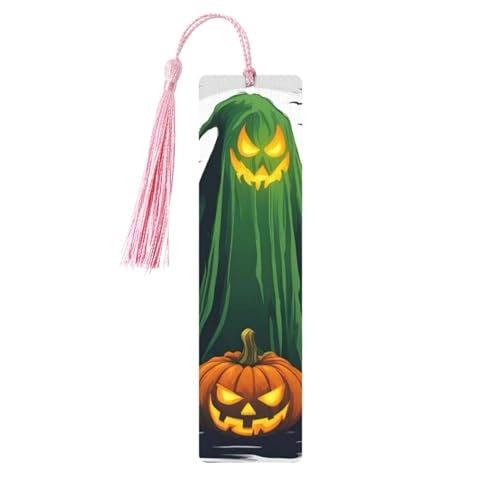 Lesezeichen aus Holz, Motiv: grüner Geist, Horror, Halloween, Kürbis, doppelseitig, bedruckt, für Herren und Damen, Lesezeichen, Zubehör, Buchliebhaber Lesezeichen aus Holz, Motiv: grüner Geist, Horror, Halloween, Kürbis, doppelseitig, bedruckt, für Herren und Damen, Lesezeichen, Zubehör, Buchliebhaber von XULLZH