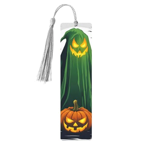 Lesezeichen aus Holz, Motiv: grüner Geist, Horror, Halloween, Kürbis, doppelseitig, bedruckt, für Herren und Damen, Lesezeichen, Zubehör, Buchliebhaber Lesezeichen aus Holz, Motiv: grüner Geist, Horror, Halloween, Kürbis, doppelseitig, bedruckt, für Herren und Damen, Lesezeichen, Zubehör, Buchliebhaber von XULLZH
