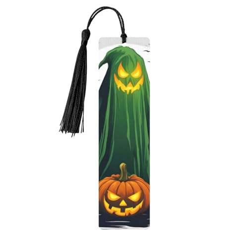 Lesezeichen aus Holz, Motiv: grüner Geist, Horror, Halloween, Kürbis, doppelseitig, bedruckt, für Herren und Damen, Lesezeichen, Zubehör, Buchliebhaber Lesezeichen aus Holz, Motiv: grüner Geist, Horror, Halloween, Kürbis, doppelseitig, bedruckt, für Herren und Damen, Lesezeichen, Zubehör, Buchliebhaber von XULLZH