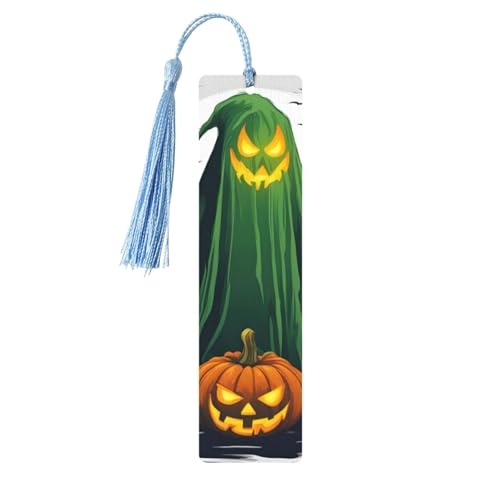 Lesezeichen aus Holz, Motiv: grüner Geist, Horror, Halloween, Kürbis, doppelseitig, bedruckt, für Herren und Damen, Lesezeichen, Zubehör, Buchliebhaber Lesezeichen aus Holz, Motiv: grüner Geist, Horror, Halloween, Kürbis, doppelseitig, bedruckt, für Herren und Damen, Lesezeichen, Zubehör, Buchliebhaber von XULLZH