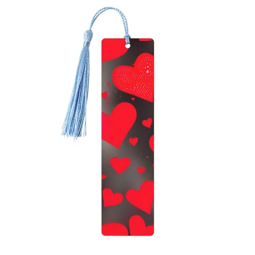 Lesezeichen aus Holz, Motiv: rote Herzen, Feuerwerk, doppelseitig, bedruckt, für Herren und Damen, Lesezeichen, Zubehör, Buchliebhaber Lesezeichen aus Holz, Motiv: rote Herzen, Feuerwerk, doppelseitig, bedruckt, für Herren und Damen, Lesezeichen, Zubehör, Buchliebhaber von XULLZH