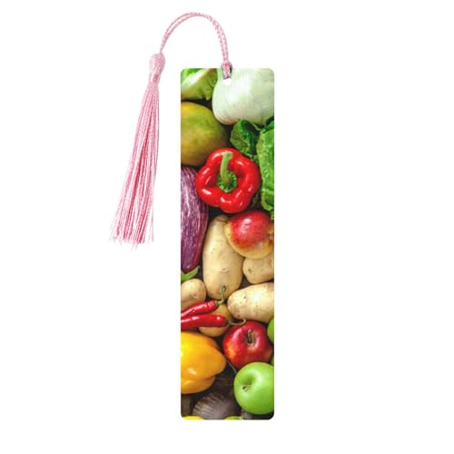 Lesezeichen aus Holz mit frischem Obst und Gemüse, doppelseitig, bedruckt, für Herren und Damen, Lesezeichen, Zubehör, Buchliebhaber Lesezeichen aus Holz mit frischem Obst und Gemüse, doppelseitig, bedruckt, für Herren und Damen, Lesezeichen, Zubehör, Buchliebhaber von XULLZH