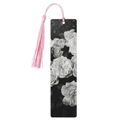 Lesezeichen aus Holz mit schwarz-weißem Rosen-Druck, doppelseitig bedruckt, für Herren und Damen, Lesezeichen, Zubehör, Buchliebhaber Lesezeichen aus Holz mit schwarz-weißem Rosen-Druck, doppelseitig bedruckt, für Herren und Damen, Lesezeichen, Zubehör, Buchliebhaber von XULLZH