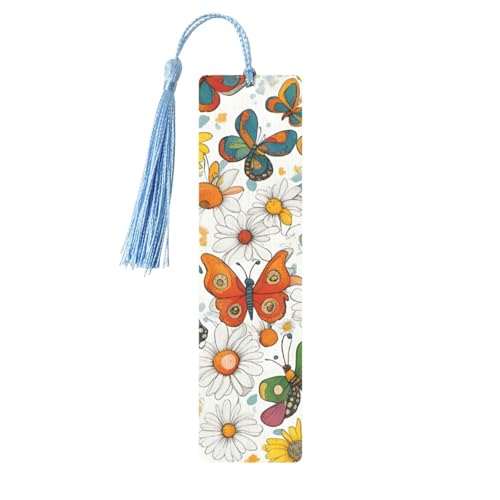 Lesezeichen mit Schmetterlings-Gänseblümchen-Druck, doppelseitig, bedruckt, für Herren und Damen, Lesezeichen, Zubehör, Buchliebhaber Lesezeichen mit Schmetterlings-Gänseblümchen-Druck, doppelseitig, bedruckt, für Herren und Damen, Lesezeichen, Zubehör, Buchliebhaber von XULLZH