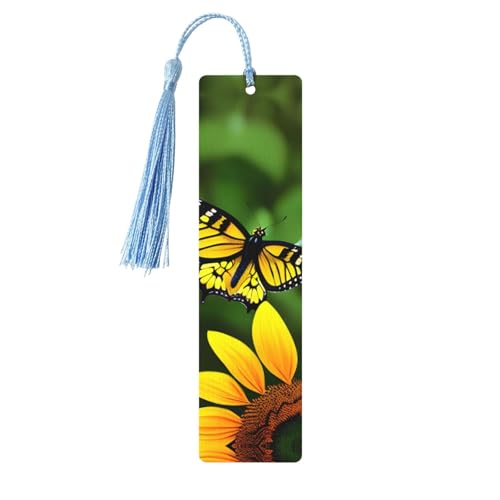 Lesezeichen mit Sonnenblumen- und Schmetterlings-Aufdruck, doppelseitig, bedruckt, für Herren und Damen, Lesezeichen, Zubehör, Buchliebhaber Lesezeichen mit Sonnenblumen- und Schmetterlings-Aufdruck, doppelseitig, bedruckt, für Herren und Damen, Lesezeichen, Zubehör, Buchliebhaber von XULLZH