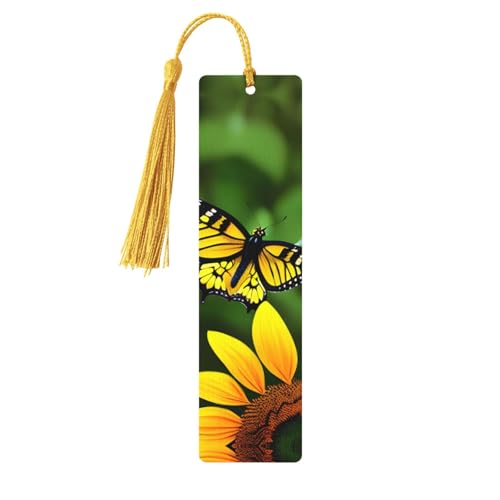 Lesezeichen mit Sonnenblumen- und Schmetterlings-Aufdruck, doppelseitig, bedruckt, für Herren und Damen, Lesezeichen, Zubehör, Buchliebhaber Lesezeichen mit Sonnenblumen- und Schmetterlings-Aufdruck, doppelseitig, bedruckt, für Herren und Damen, Lesezeichen, Zubehör, Buchliebhaber von XULLZH