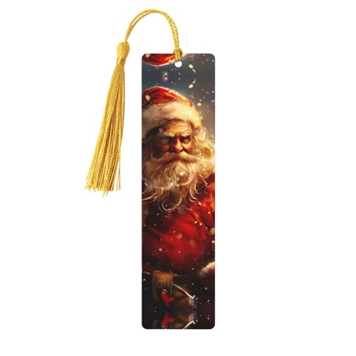 Lesezeichen mit Weihnachtsmann-Druck, doppelseitig, bedruckt, aus Holz, für Herren und Damen, Lesezeichen, Zubehör, Buchliebhaber Lesezeichen mit Weihnachtsmann-Druck, doppelseitig, bedruckt, aus Holz, für Herren und Damen, Lesezeichen, Zubehör, Buchliebhaber von XULLZH