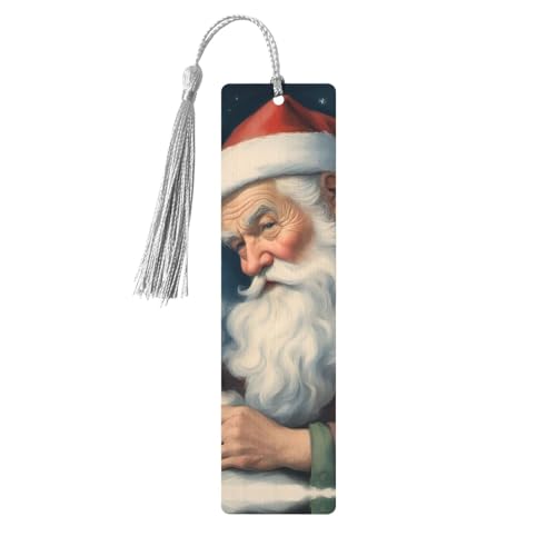 Lesezeichen mit Weihnachtsmann-Druck, doppelseitig, bedruckt, aus Holz, für Herren und Damen, Lesezeichen, Zubehör, Buchliebhaber Lesezeichen mit Weihnachtsmann-Druck, doppelseitig, bedruckt, aus Holz, für Herren und Damen, Lesezeichen, Zubehör, Buchliebhaber von XULLZH