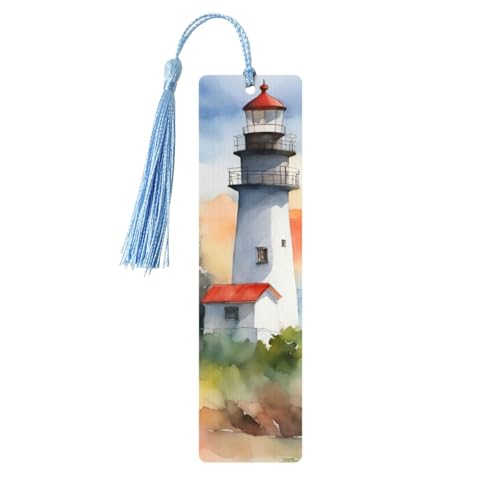 Leuchtturm-Druck, doppelseitig, bedrucktes Holz-Lesezeichen für Herren und Damen, Lesezeichen, Zubehör, Buchliebhaber Leuchtturm-Druck, doppelseitig, bedrucktes Holz-Lesezeichen für Herren und Damen, Lesezeichen, Zubehör, Buchliebhaber von XULLZH