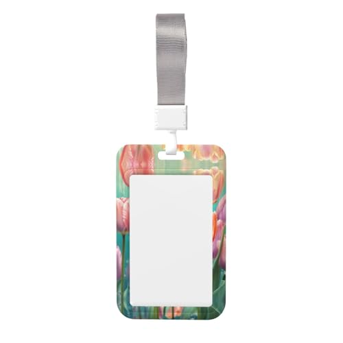 Namensschild-Clips, Schlüsselband, Kartenschutz, Ausweishalter, Arbeitskartentasche mit rotem Tulpenmuster Namensschild-Clips, Schlüsselband, Kartenschutz, Ausweishalter, Arbeitskartentasche mit rotem Tulpenmuster von XULLZH