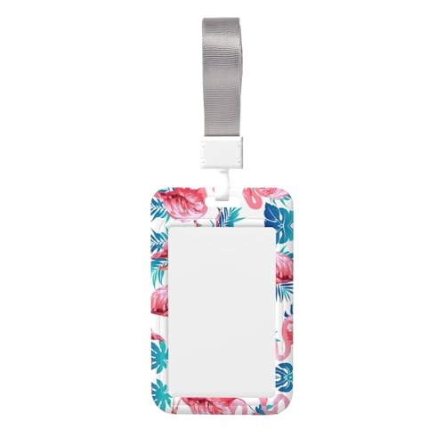 Namensschild-Clips mit Flamingo-Motiv, Vogel und grünen Pflanzen, Blatt-Druck, Schlüsselband, Kartenschutz, Ausweishalter, Arbeitskarten-Tasche Namensschild-Clips mit Flamingo-Motiv, Vogel und grünen Pflanzen, Blatt-Druck, Schlüsselband, Kartenschutz, Ausweishalter, Arbeitskarten-Tasche von XULLZH