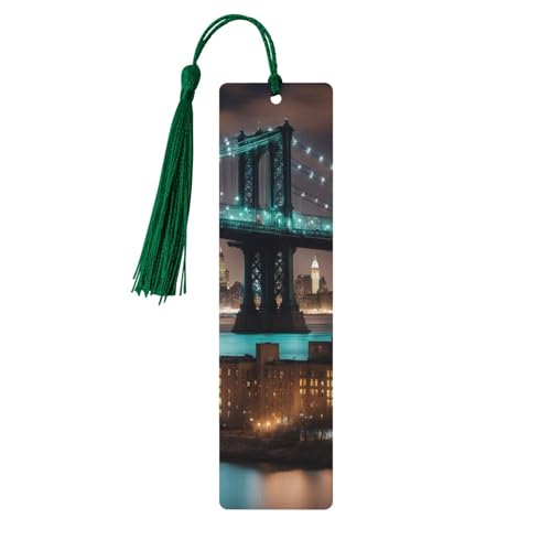 New York Manhattan Bridge Night Print Doppelseitiges bedrucktes Holz-Lesezeichen für Herren und Damen, Lesezeichen, Zubehör, Buchliebhaber New York Manhattan Bridge Night Print Doppelseitiges bedrucktes Holz-Lesezeichen für Herren und Damen, Lesezeichen, Zubehör, Buchliebhaber von XULLZH