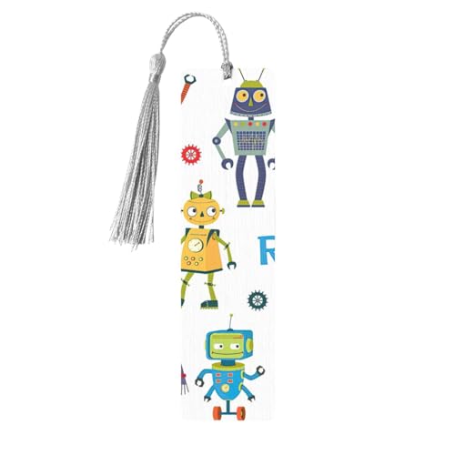 Niedliches Cartoon-Roboter-Druck, doppelseitig, bedrucktes Holz-Lesezeichen für Herren und Damen, Lesezeichen, Zubehör, Buchliebhaber Niedliches Cartoon-Roboter-Druck, doppelseitig, bedrucktes Holz-Lesezeichen für Herren und Damen, Lesezeichen, Zubehör, Buchliebhaber von XULLZH