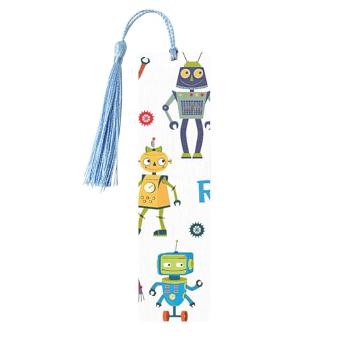 Niedliches Cartoon-Roboter-Druck, doppelseitig, bedrucktes Holz-Lesezeichen für Herren und Damen, Lesezeichen, Zubehör, Buchliebhaber Niedliches Cartoon-Roboter-Druck, doppelseitig, bedrucktes Holz-Lesezeichen für Herren und Damen, Lesezeichen, Zubehör, Buchliebhaber von XULLZH