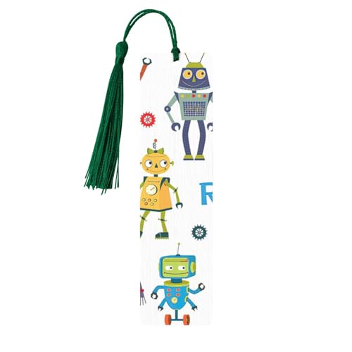 Niedliches Cartoon-Roboter-Druck, doppelseitig, bedrucktes Holz-Lesezeichen für Herren und Damen, Lesezeichen, Zubehör, Buchliebhaber Niedliches Cartoon-Roboter-Druck, doppelseitig, bedrucktes Holz-Lesezeichen für Herren und Damen, Lesezeichen, Zubehör, Buchliebhaber von XULLZH