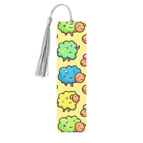 Niedliches buntes Schaf, Cartoon-Muster, doppelseitig, bedrucktes Holz-Lesezeichen, für Herren und Damen, Lesezeichen, Zubehör, Buchliebhaber Niedliches buntes Schaf, Cartoon-Muster, doppelseitig, bedrucktes Holz-Lesezeichen, für Herren und Damen, Lesezeichen, Zubehör, Buchliebhaber von XULLZH