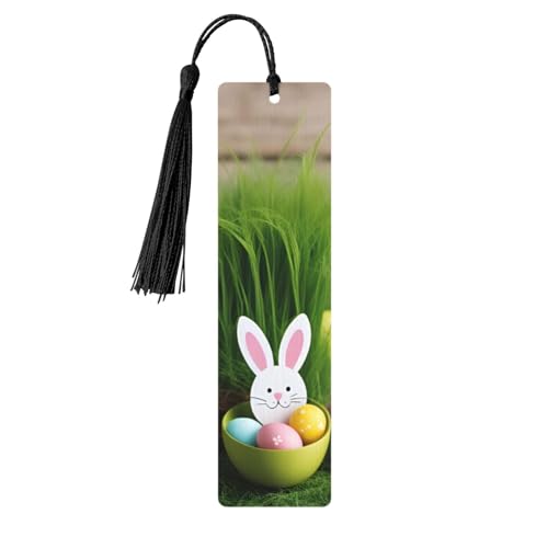 Osterei-Hasen-Gras-Holzdruck, doppelseitig, bedruckt, Holz-Lesezeichen, für Herren und Damen, Lesezeichen, Zubehör, Buchliebhaber Osterei-Hasen-Gras-Holzdruck, doppelseitig, bedruckt, Holz-Lesezeichen, für Herren und Damen, Lesezeichen, Zubehör, Buchliebhaber von XULLZH
