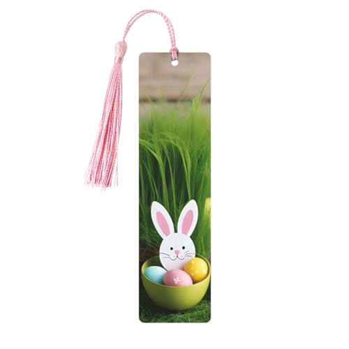 Osterei-Hasen-Gras-Holzdruck, doppelseitig, bedruckt, Holz-Lesezeichen, für Herren und Damen, Lesezeichen, Zubehör, Buchliebhaber Osterei-Hasen-Gras-Holzdruck, doppelseitig, bedruckt, Holz-Lesezeichen, für Herren und Damen, Lesezeichen, Zubehör, Buchliebhaber von XULLZH