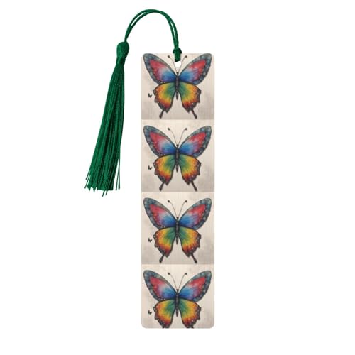 Regenbogen-Schmetterlings-Druck, doppelseitig, bedrucktes Holz-Lesezeichen für Herren und Damen, Lesezeichen, Zubehör, Buchliebhaber Regenbogen-Schmetterlings-Druck, doppelseitig, bedrucktes Holz-Lesezeichen für Herren und Damen, Lesezeichen, Zubehör, Buchliebhaber von XULLZH