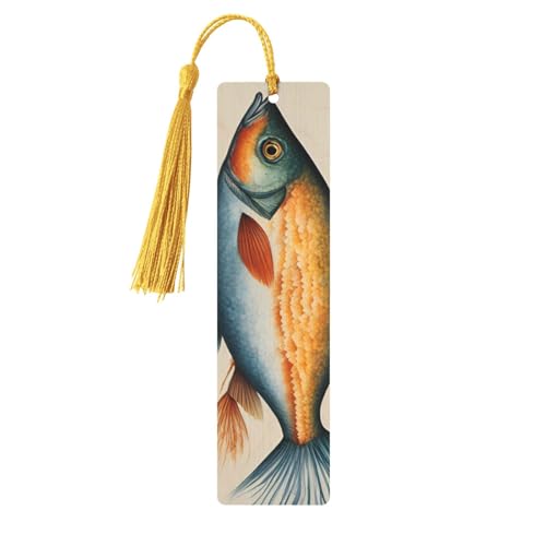 Safflower Flying Fish Print Doppelseitiges bedrucktes Holz-Lesezeichen für Herren und Damen, Lesezeichen, Zubehör, Buchliebhaber Safflower Flying Fish Print Doppelseitiges bedrucktes Holz-Lesezeichen für Herren und Damen, Lesezeichen, Zubehör, Buchliebhaber von XULLZH