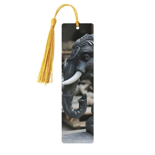 Skulptur Elefanten-Druck, doppelseitig bedrucktes Holz-Lesezeichen für Herren und Damen, Lesezeichen, Zubehör, Buchliebhaber Skulptur Elefanten-Druck, doppelseitig bedrucktes Holz-Lesezeichen für Herren und Damen, Lesezeichen, Zubehör, Buchliebhaber von XULLZH