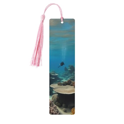 Unterwasser-Lesezeichen mit Ozeanblick, doppelseitig bedruckt, aus Holz, für Herren und Damen, Lesezeichen, Zubehör, Buchliebhaber Unterwasser-Lesezeichen mit Ozeanblick, doppelseitig bedruckt, aus Holz, für Herren und Damen, Lesezeichen, Zubehör, Buchliebhaber von XULLZH