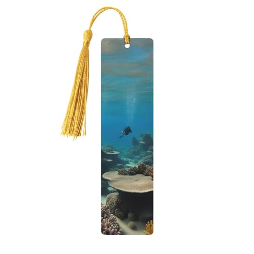 Unterwasser-Lesezeichen mit Ozeanblick, doppelseitig bedruckt, aus Holz, für Herren und Damen, Lesezeichen, Zubehör, Buchliebhaber Unterwasser-Lesezeichen mit Ozeanblick, doppelseitig bedruckt, aus Holz, für Herren und Damen, Lesezeichen, Zubehör, Buchliebhaber von XULLZH