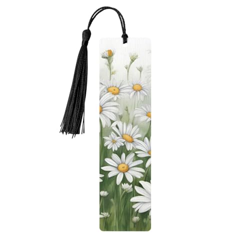 Weißes Gänseblümchen-Druck, doppelseitig bedrucktes Holz-Lesezeichen für Herren und Damen, Lesezeichen, Zubehör, Buchliebhaber Weißes Gänseblümchen-Druck, doppelseitig bedrucktes Holz-Lesezeichen für Herren und Damen, Lesezeichen, Zubehör, Buchliebhaber von XULLZH