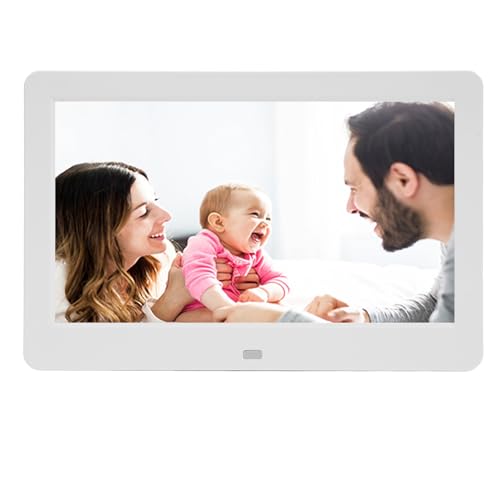10 Zoll digitaler Bilderrahmen, 1080P HD Digital Photo Frame, Eingebauter Lautsprecher und USB Anschluss, Wandmontageable, Teilen Sie Fotos/Videos Sofort über App von überall aus (Weiß) von XUMIUZIY