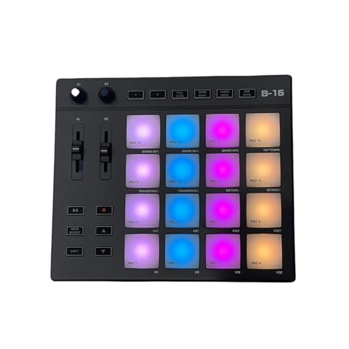 MIDI Pad Steuerung - Tragbarer MIDI Schlagzeug Pad Controller mit 16 hintergrundbeleuchteten RGB Beatpads, 2 Fader & 2 Knöpfen, USB M IDI Beat Maker Maschine für Musikproduktion MIDI Pad Steuerung - Tragbarer MIDI Schlagzeug Pad Controller mit 16 hintergrundbeleuchteten RGB Beatpads, 2 Fader & 2 Knöpfen, USB M IDI Beat Maker Maschine für Musikproduktion von XUMIUZIY