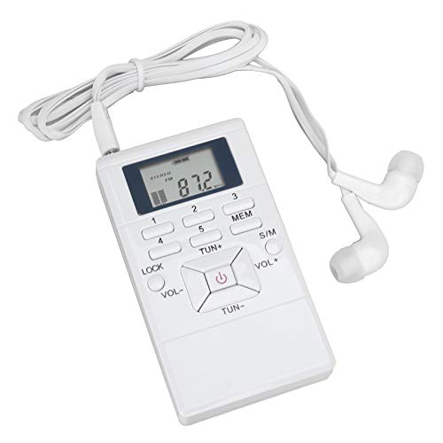 Tragbarer FM -Radioempfänger, Pocket Personal Radio mit Kopfhörer, Batteriebetriebenem, Digitalem Tuning -LCD -Display mit Ausgezeichnetem Empfang, für Walk/Jogging/Fitness (White) von XUMIUZIY