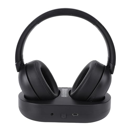 XUMIUZIY Drahtloser Kopfhörer Zum Fernsehen, 2,4G Kabellose/Bluetooth5.3 TV Kopfhörer mit Optischer/3,5 mm Aux Anschluss & Ladebase, 50H Spielzeit, Keine Verzögerung, für ältere und (Schwarz) von XUMIUZIY