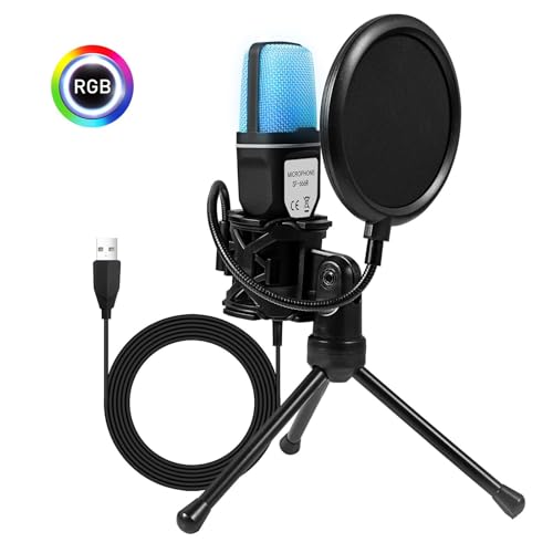 XUMIUZIY Gaming -USB -Mikrofon für PC, Omnidirektionales Computer -Mikrofon mit Steuerbarem RGB -Licht, Rauschunterdrückung und mit Tripod -Ständer Verdrahtet, für Streaming Podcast XUMIUZIY Gaming -USB -Mikrofon für PC, Omnidirektionales Computer -Mikrofon mit Steuerbarem RGB -Licht, Rauschunterdrückung und mit Tripod -Ständer Verdrahtet, für Streaming Podcast von XUMIUZIY