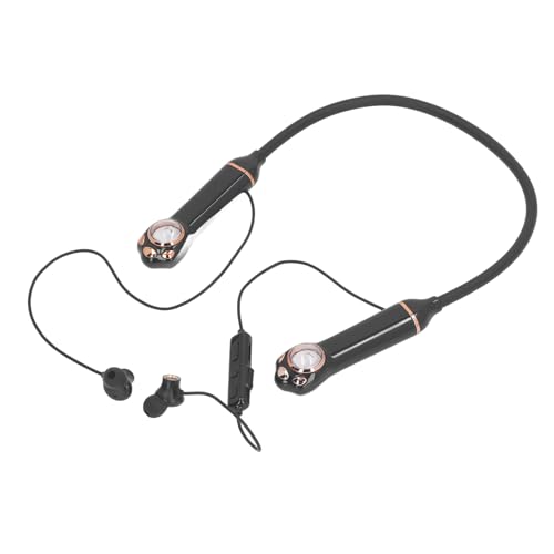 XUMIUZIY Halsband Bluetooth -Kopfhörer, Drahtlose Bluetooth 5.3 Stereo -Halsband -Ohrhörer mit Mikrofon, IPX5 Wasserdicht, 40h Lange Spielzeit, Niedliches Katzendesign (Black) von XUMIUZIY