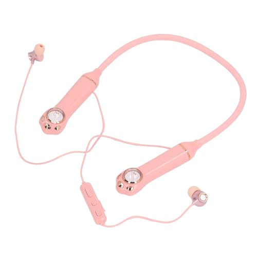 XUMIUZIY Halsband Bluetooth -Kopfhörer, Drahtlose Bluetooth 5.3 Stereo -Halsband -Ohrhörer mit Mikrofon, IPX5 Wasserdicht, 40h Lange Spielzeit, Niedliches Katzendesign (Pinky) von XUMIUZIY