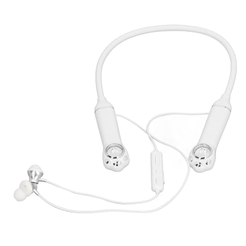 XUMIUZIY Halsband Bluetooth -Kopfhörer, Drahtlose Bluetooth 5.3 Stereo -Halsband -Ohrhörer mit Mikrofon, IPX5 Wasserdicht, 40h Lange Spielzeit, Niedliches Katzendesign (White) von XUMIUZIY