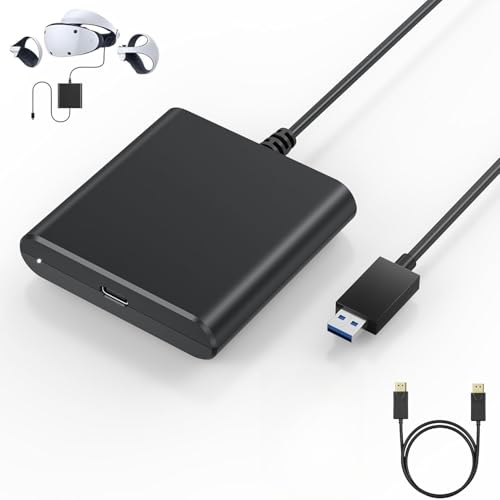 XUMIUZIY PS VR2 PC Adapter - PS VR2 Zubehör Kit mit Netzadapter und DisplayPort Kabel, Erweiterte Bibliothek von Spielen, die auf PS VR 2 gespielt Werden können (Schwarz) von XUMIUZIY