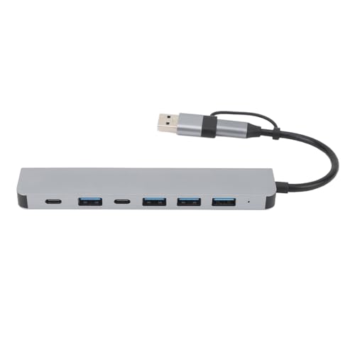 USB-C-Hub, 1 USB3.0-Anschluss, 4 USB2.0-Anschlüsse, 2 Typ-C-Anschlüsse, Mehrere Anschlüsse, Hochgeschwindigkeits-USB-Splitter für Computer, Smartphones und Tablets von XUMIUZIY