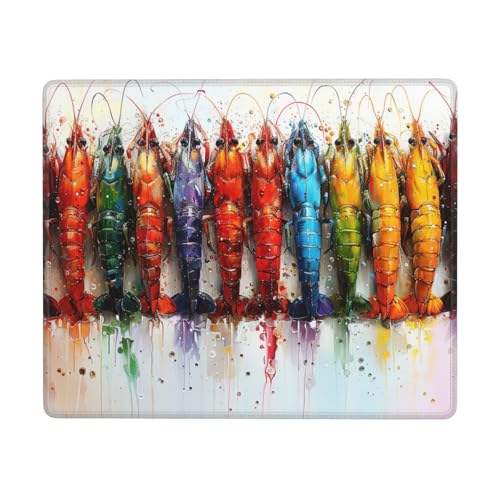 Mauspad mit bunten Garnelen, Laptop-Pad, Büro und Zuhause, wasserdicht, Schreibtisch-Schreibblock, 17,8 x 22,9 cm (horizontal) von XVFLOREG