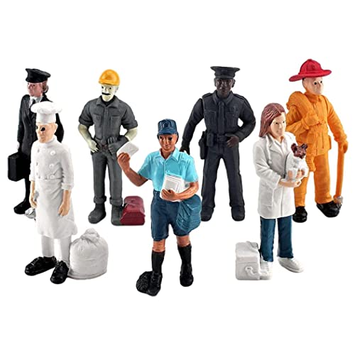 Packung von 7 Miniatur -People -Modell -Figuren Baker Veterinär Spielzeug Mini -Landschaft 1 von XVHOAB