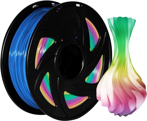 3D Drucker Filament zweifarbig PLA Silk PLA Filament 1.75mm Rainbow Farbverlauf 1KG Multiple Color Maßhaltigkeit +/-0.02mm Spule Sauber Gewickelt 3D Drucker Printing Filament Vakuumverpackung von XVICO