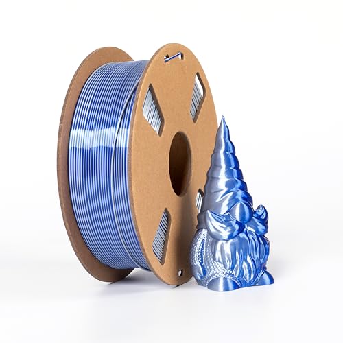 Filament 1.75 PLA Seide PLA Filament 1.75mm 3D Drucker Filament Kupfer Zweifarbiges Seiden Gradient Changing 3D Dual Bicolor 1kg (2.2LBS), Silber & Blau Maßgenauigkeit +/- 0,03 mm von XVICO
