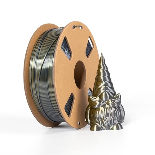 Filament 1.75 PLA Seide PLA Filament 1.75mm 3D Drucker Filament Kupfer Zweifarbiges Seiden Gradient Changing 3D Filament Dual Bicolor 1kg (2.2LBS), Schwarz & Bronze Maßgenauigkeit +/- 0,03 mm von XVICO