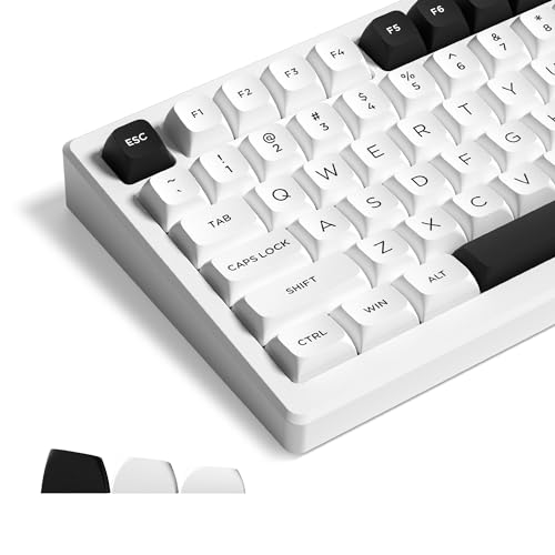 XVX Weiße und schwarze Tastenkappen, Bogen-Tastenkappen-Stil, Double Shot PBT Custom Keycap Set, Profile Tastenkappen für 60% 65% 70% 80% 100% Cherry Gateron MX Switches mechanische Tastatur von XVX